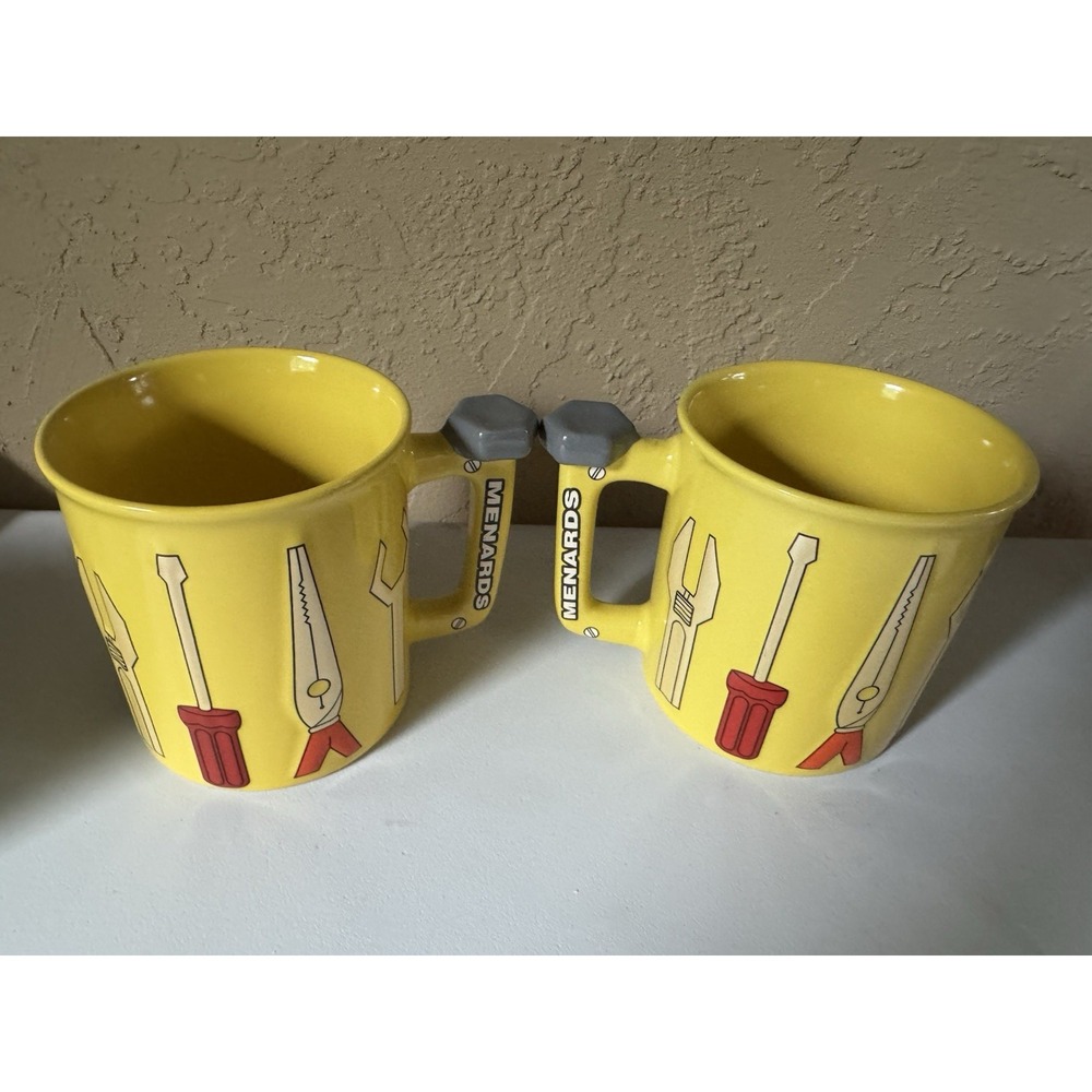 Menards Tool Handle Coffee Mug Set Of 2 Pair 3D Wrench Screwdriver Handle NEW